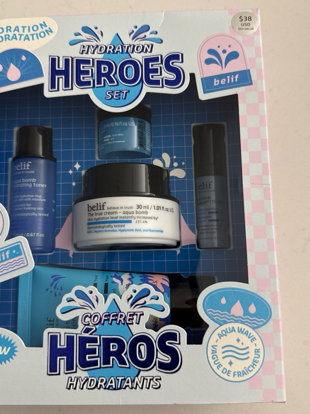 NIB Belif Hydration Heroes Set - Aqua Bomb - Blue